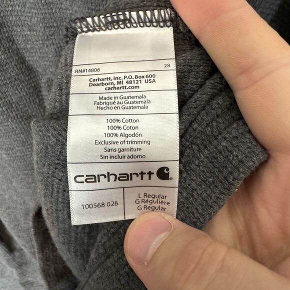 Carhartt Shirt Mens L Gray Henley Thermal Long Sleeve Workwear Button - Picture 4 of 8